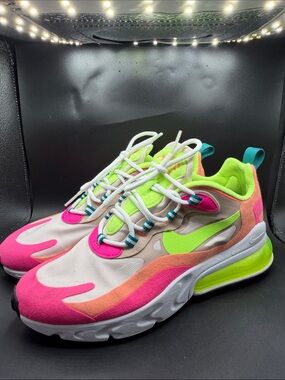 Womens Neon Pink & Lime Green Athletic Sneakers Nike Airmax 270
